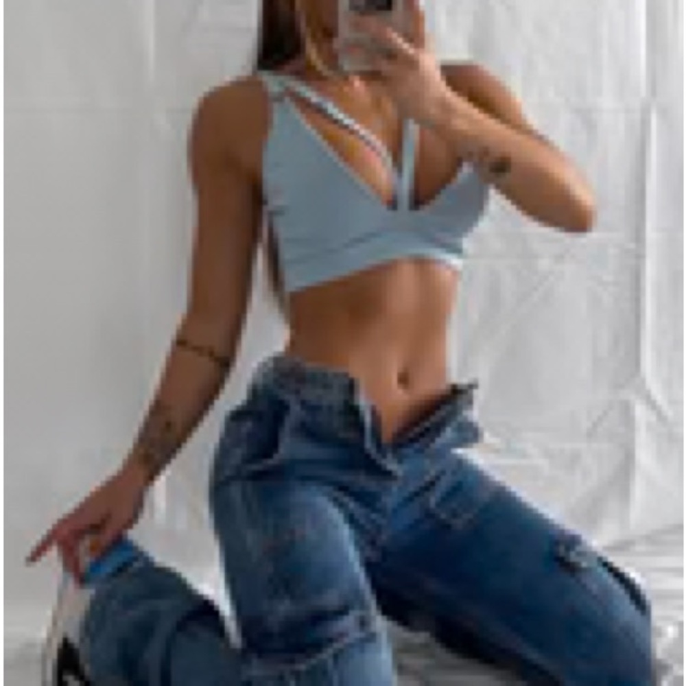 Fashion Nova Blue Flare Wide Leg Jeans
